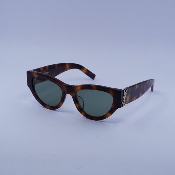Saint Laurent SL M94/F 002 Sunglasses Havana Cat Eye Frame, Green Lenses main image 12
